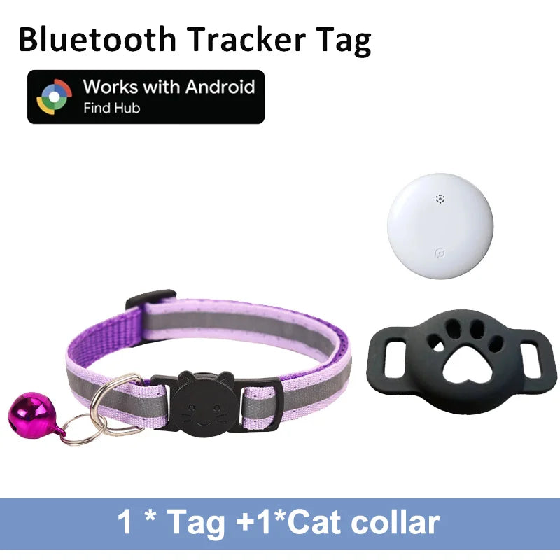 Bluetooth Tracker Compatible with Google Find My (Android Only), Tracker for Pets, Cat Location Tracker with Holder, Cat Collar TechVisio