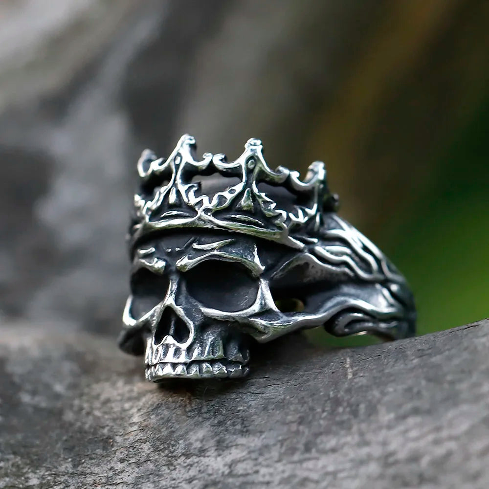 NEW Men's 316L stainless steel rings Vintage Halloween Gothic Calvarium Skull punk ring fashion jewelry free shipping TechVisio