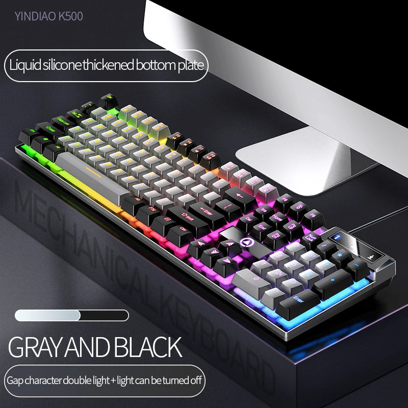 104 Keys Gaming Keyboard Wired Keyboard Color Matching Backlit Mechanical Feel Computer E-sports Peripherals for Desktop Laptop TechVisio