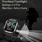 2026 Rugged Military Smart Watch Men's Outdoor Watch LED Flashlight 2.01'' HD Touch Screen Voice Bluetooth Call Smartwatch Gifts TechVisio