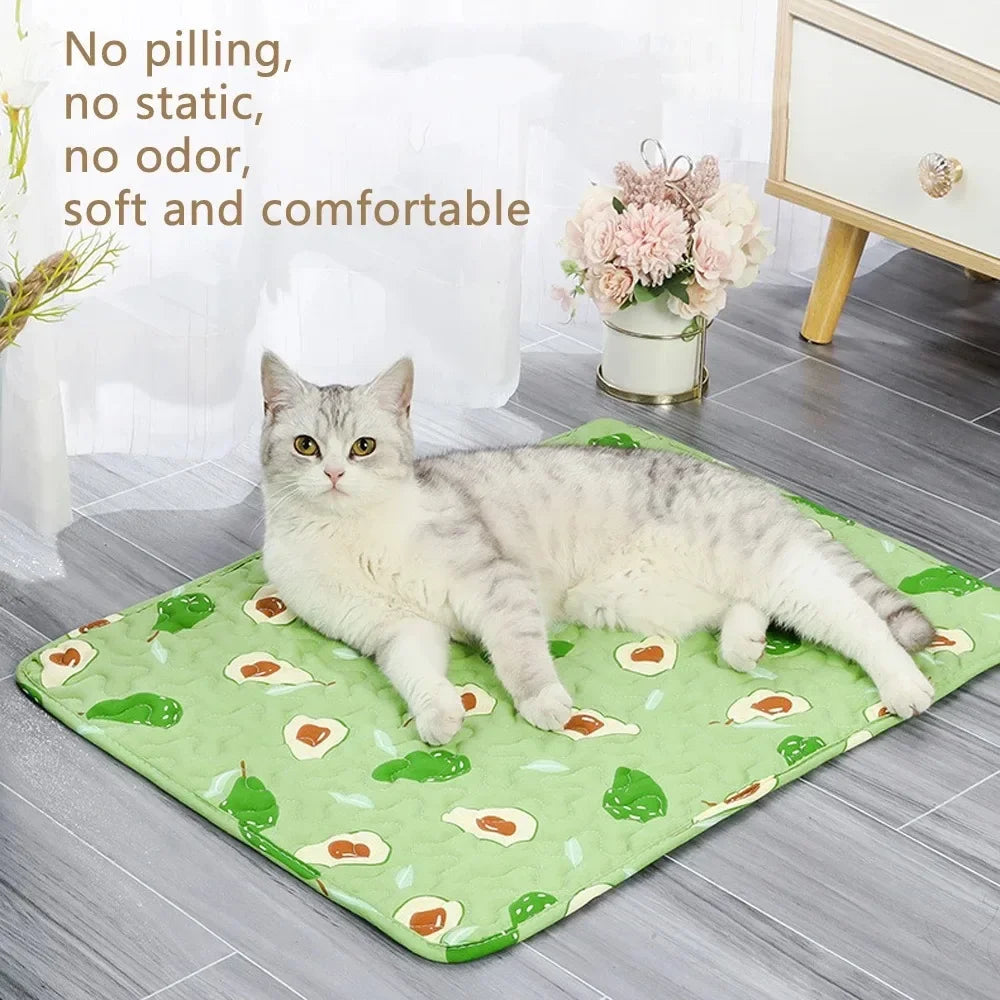 Summer Mat Pet Cooling Ice Blanket Mat Moisture Proof Dog Floor Sofa Cushion Skin Friendly Cat Sleep Breathable Pet Bed Covers TechVisio