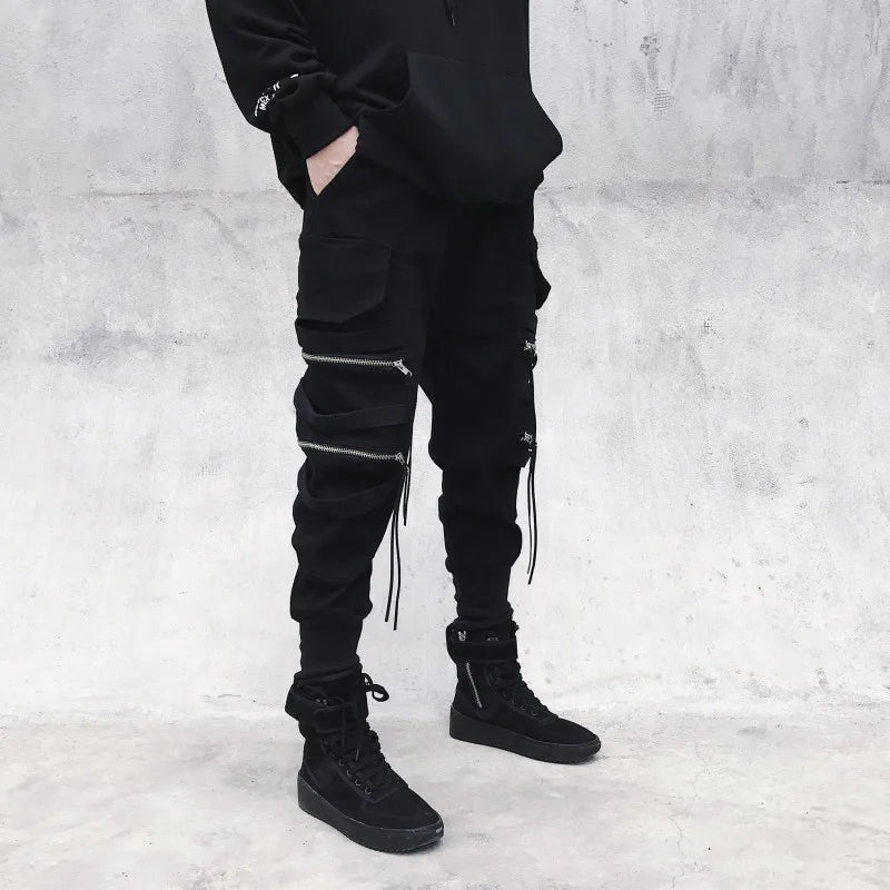 Thin Streetwear Casual Pants Men Ribbons Harem Jogging Pants Male Slim Fit Spring Cargo Pants Multi-Pockets Women Trouser K1299 TechVisio