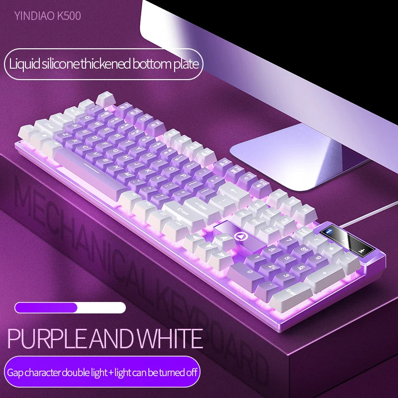 104 Keys Gaming Keyboard Wired Keyboard Color Matching Backlit Mechanical Feel Computer E-sports Peripherals for Desktop Laptop TechVisio