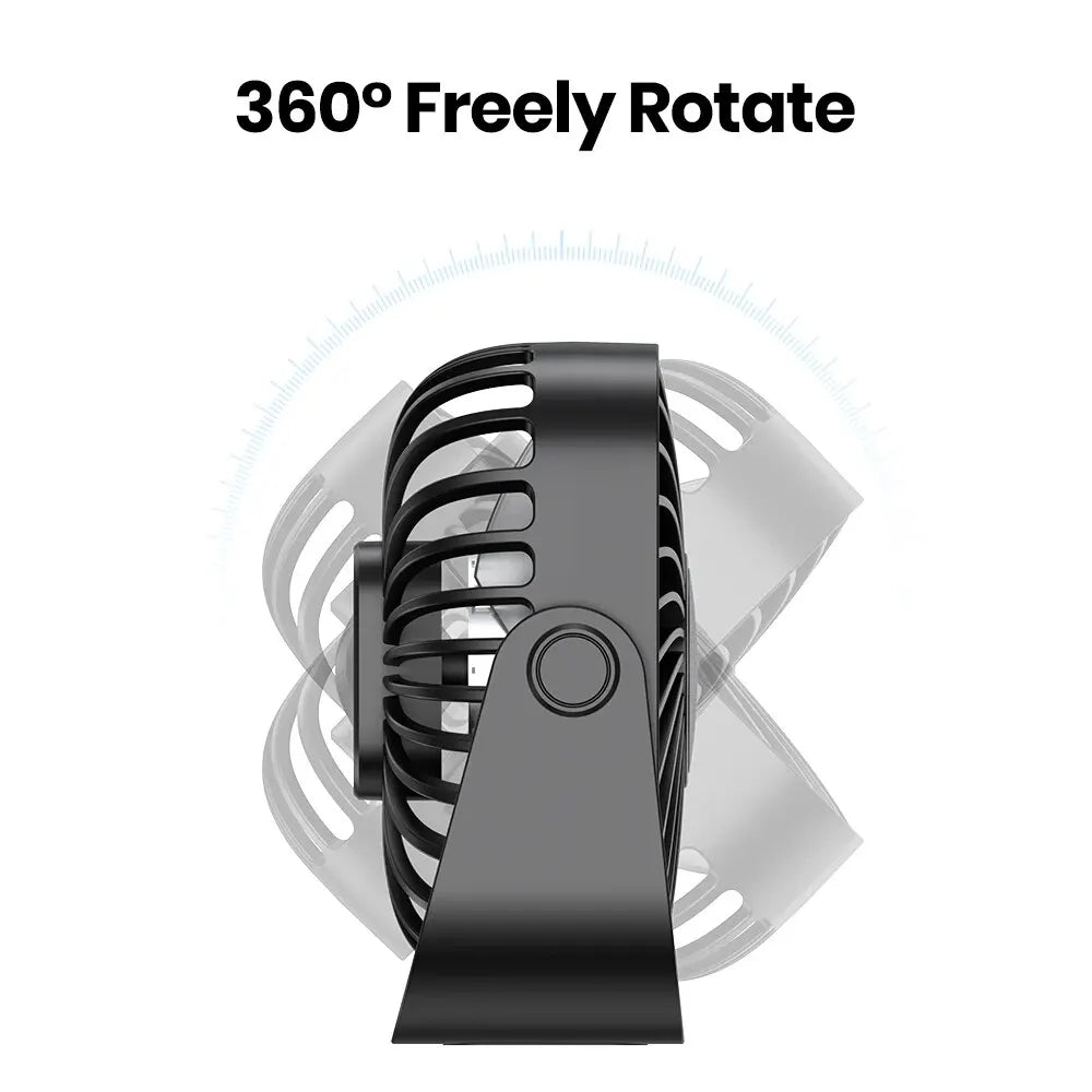 TOPK 4Inch USB Mini Portable Fan for Camping,3 Speeds Quiet Desk Table Personal Fan,360°Adjustment Standing Fans for Room Home TechVisio