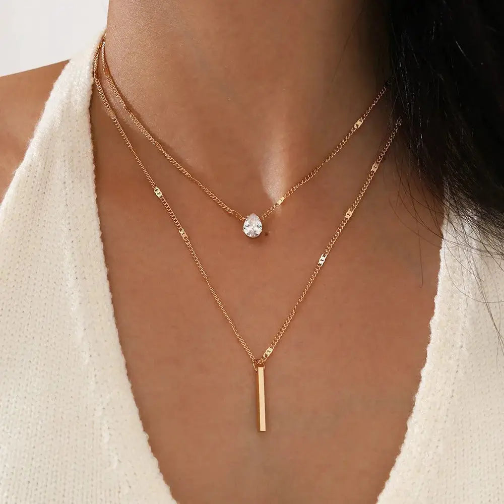 Collier Pendentif Zircon Cœur – Multicouche Choker Tendance Femme DAIPAN
