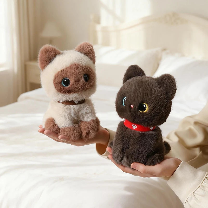 Cute Sitting Pose Kitten Plush Toys Soft Fluffy Cartoon Pet Cat Doll Lovely Office Desktop Decor Funny Gift To Family Accompany TechVisio