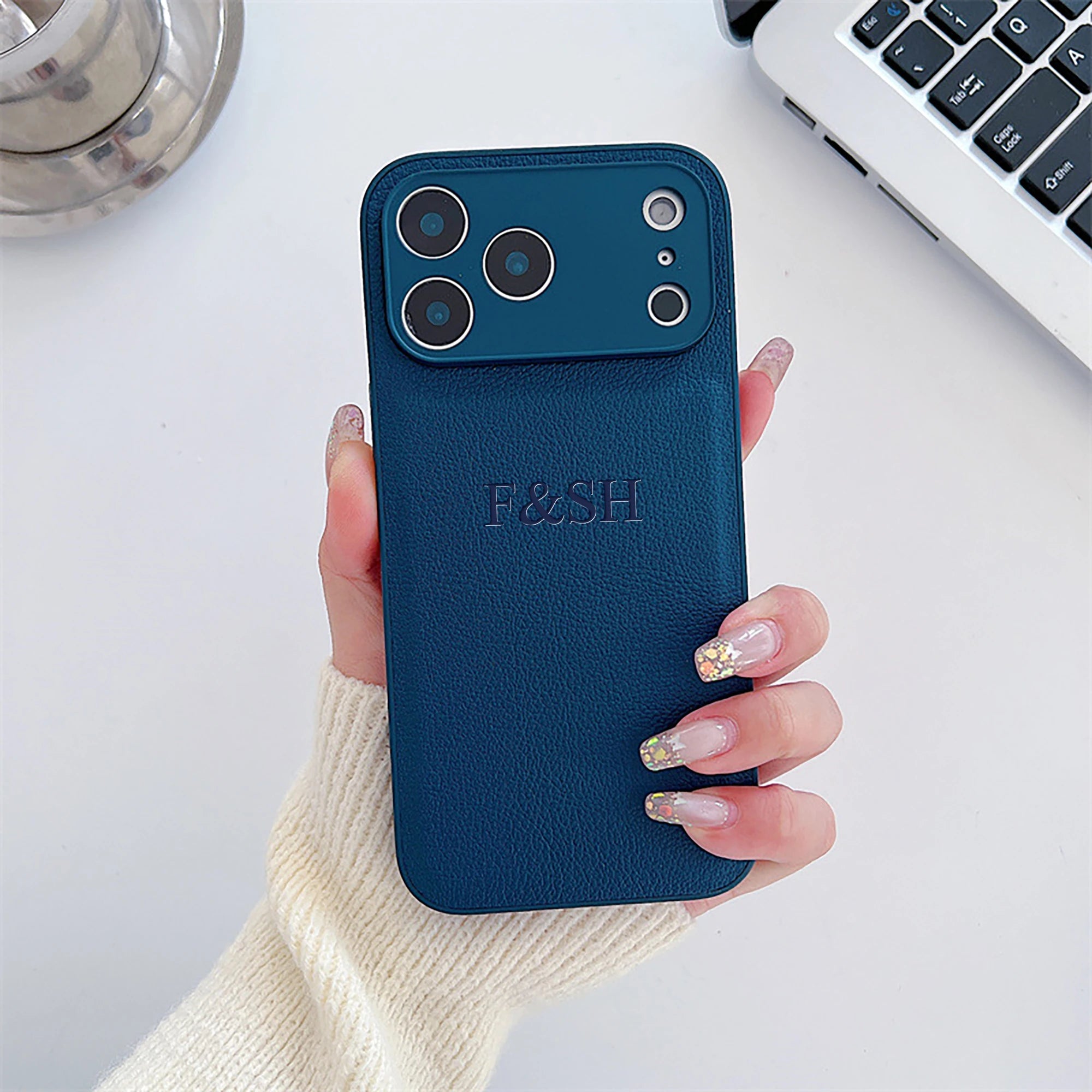Personalized Luxury Customized Name 3D DIY Hot Engrave Faux Leather Phone Case For iPhone 17 16 15 14 13 Pro Max Plus Air TechVisio