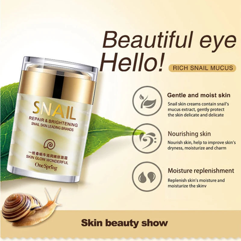 Skincare Snail Cream Collagen Cream Anti Aging Whiten Skin Face Cream Fade Dark Eye Circles Remove Eye Bags Eye Serum TechVisio