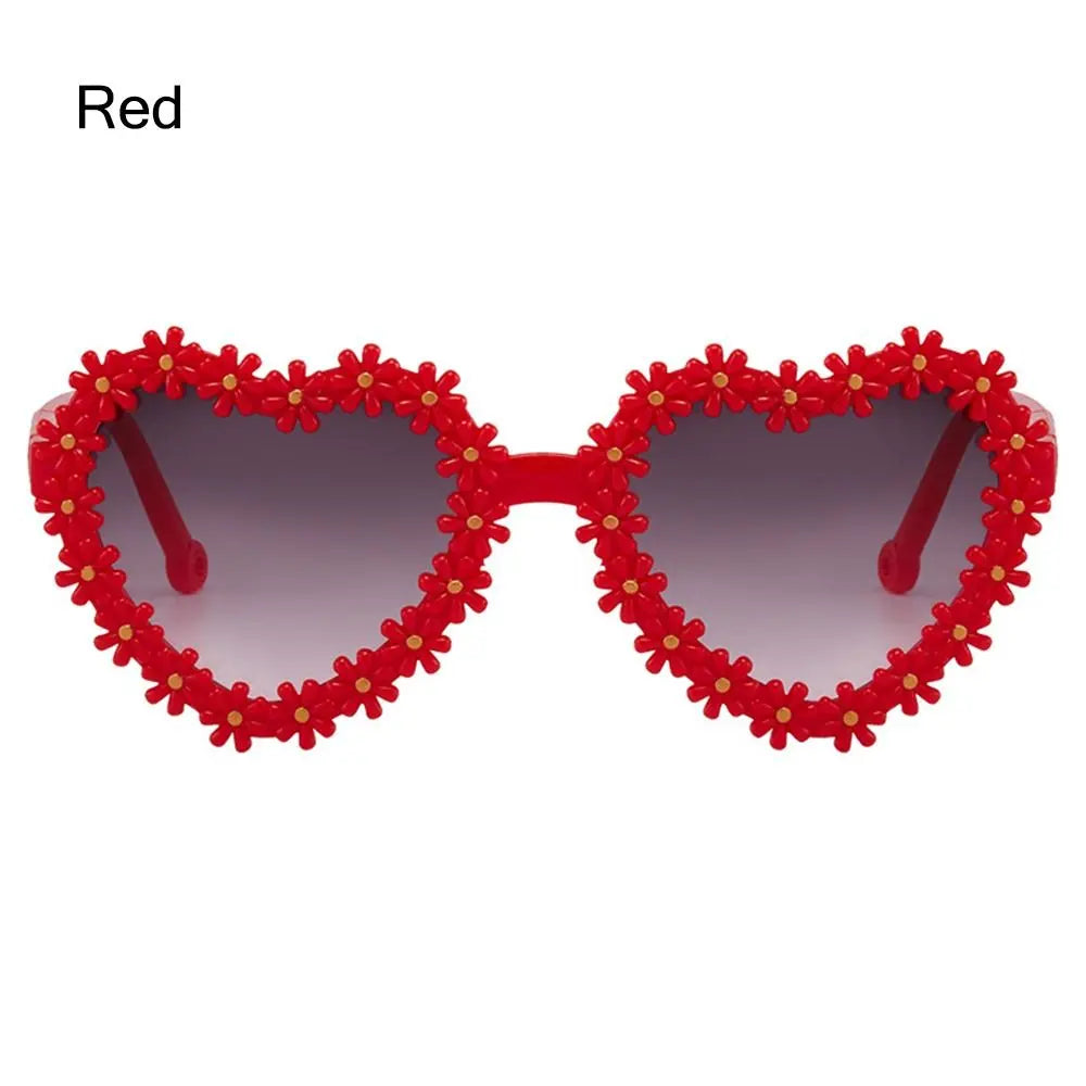Cute Heart-Shaped Daisy Sunglasses for Kids Aged 3-18 Years Sun Protection Flower Sun Glasses Vintage Children Shades TechVisio