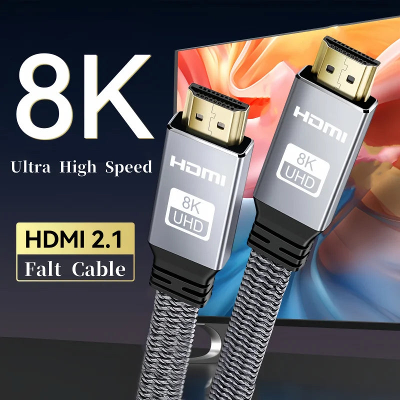 MIZIQIER Flat HDMI 2.1 Cable – 8K 60Hz | 4K 120Hz | 48Gbps | PS5 Xbox