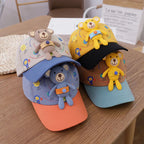 3D Bear Kids Baseball Hat Cartoon Doll Children Peaked Cap 1-5year Baby Duck Tongue Hat Cute Boys Girls Outdoor Sunscreen Visors TechVisio