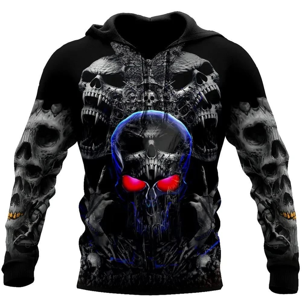 Vintage Skull 3D Print Hoodie Men/Women Casual Fashion Hoodies 2026 Pullover Sweatshirts Oversized Unisex Men Coat TechVisio