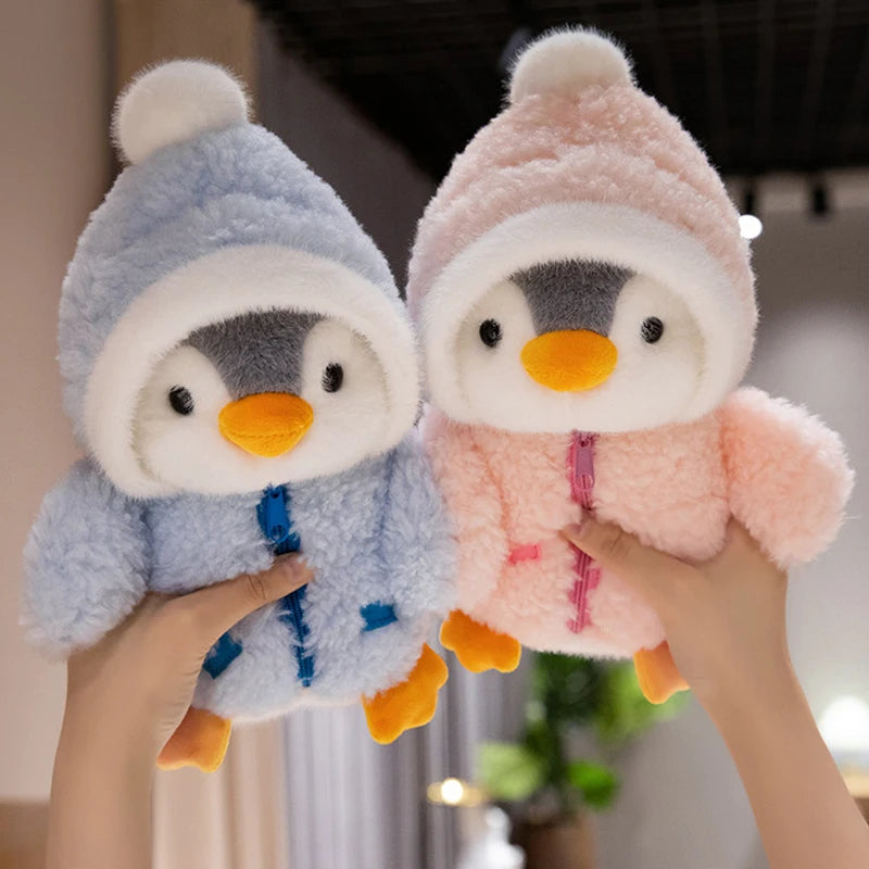 25cm Cute Penguin Plush Toy Baby Comforting Sleep Doll Fluffy Penguin Wearing Clothes Hats Stuffed Animal Pillow Birthday Gifts TechVisio