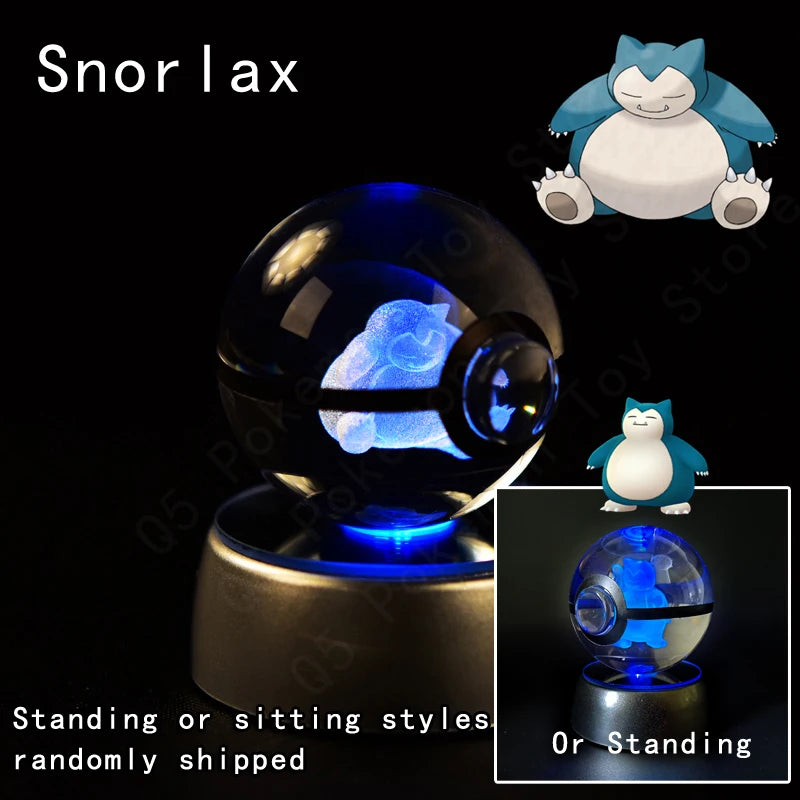 Boule de Cristal Pokémon 3D LED – 36 Personnages, Socle Lumineux, Cadeau