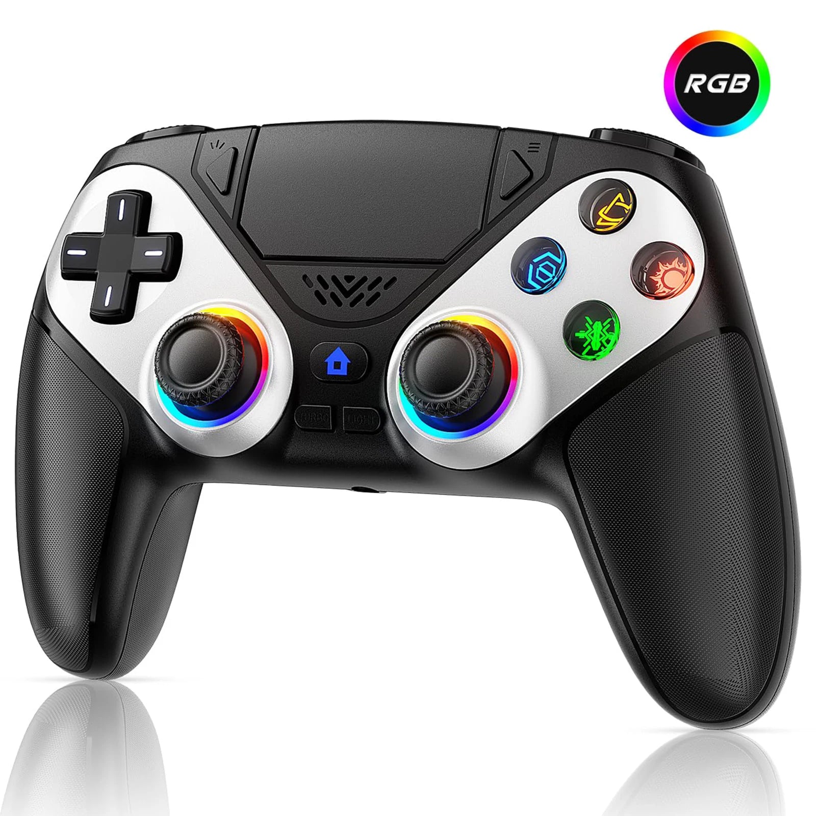 Gamromb kabelloser RGB PS5/PC-Controller – 6-Achsen-Gyroskop, Anti-Drift, Turbo, Makro