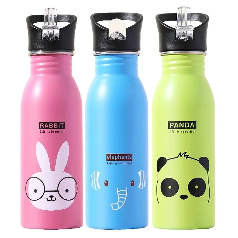 500ML Stainless Steel Water Bottle with Straw Kawaii Water Bottle Children's Sport Bottle Leak Proof Durable Kettle Eco-Friendly TechVisio