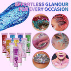 10 piece body glitter gel, carnival face glitter cosmetics suitable for women, shiny thick hair glitter, carnival accessories fo TechVisio