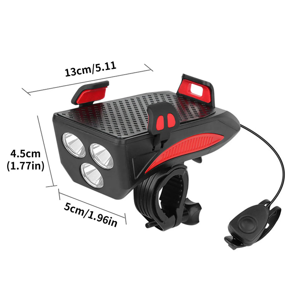 Support Vélo GOLDFOX 4-en-1 – LED 400lm | Klaxon 130dB | Batterie 4000mAh