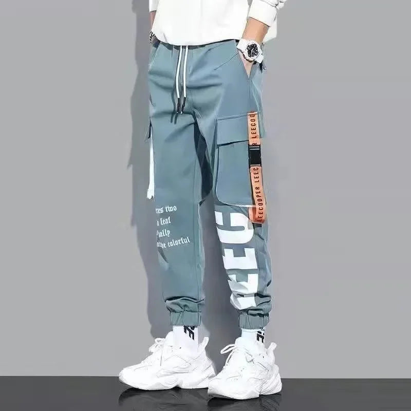 Classic Streetwear Casual Men Ribbons Harem Jogging Pants Male Slim Fit Spring Cargo Pants Multi-Pockets Women Trousers K94 TechVisio
