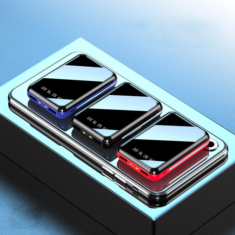 Batterie Externe Mini 20000mAh Écran Miroir LED – Double USB, Torche, 5 Coloris