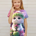 Children's Clothing Cute 3D Cat Graphic Print Short Sleeve Tops Kids Clothes T-Shirt Casual Pullover Child Boys Girls Summer TechVisio