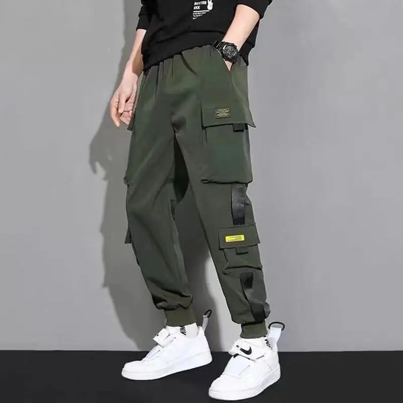 Thin Streetwear Casual Pants Men Ribbons Harem Jogging Pants Male Slim Fit Spring Cargo Pants Multi-Pockets Women Trouser Jx1 TechVisio