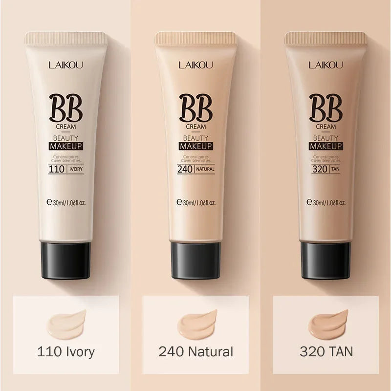LAIKOU BB Cream 18 Hour Longlasting Liquid Foundation Waterproof Anti-acne Marks Flawless Natural Face Base Makeup Moisturize TechVisio