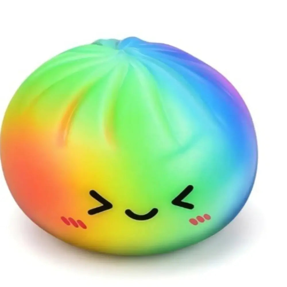 Rainbow Color Dumpling Squishy Toy with Bamboo Slow Rising Stress Relief Fidget Ball Soft Squeeze Toys for Adults & Kids TechVisio