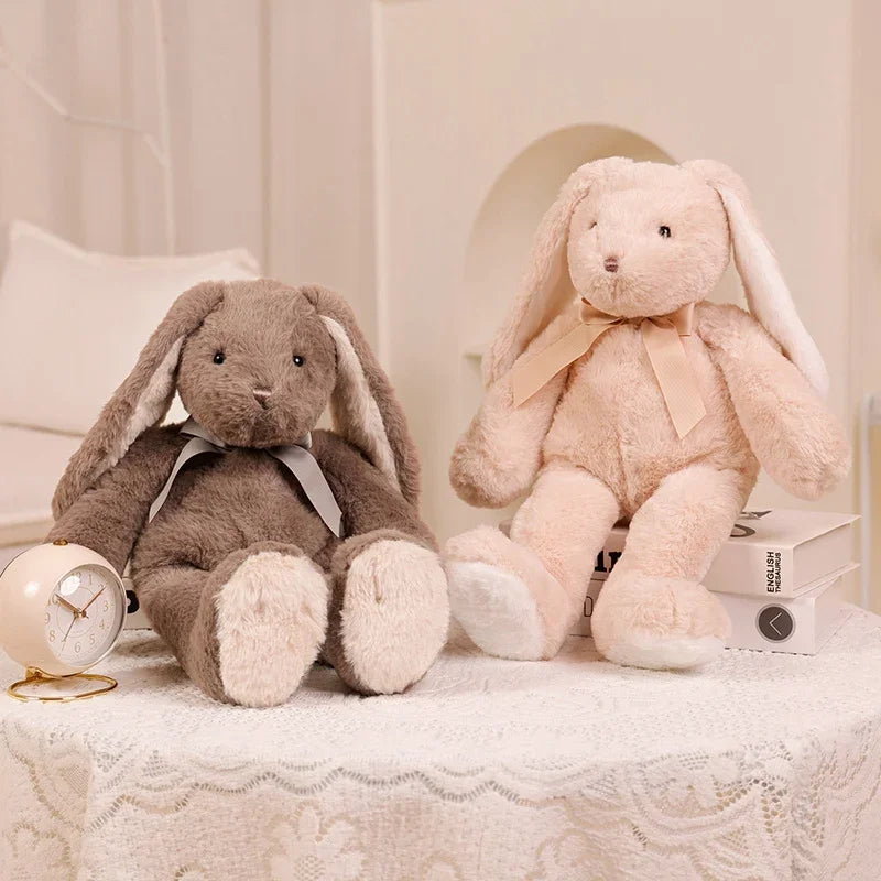 Peluche Lapin Longues Oreilles – 30cm & 40cm, Gris & Crème