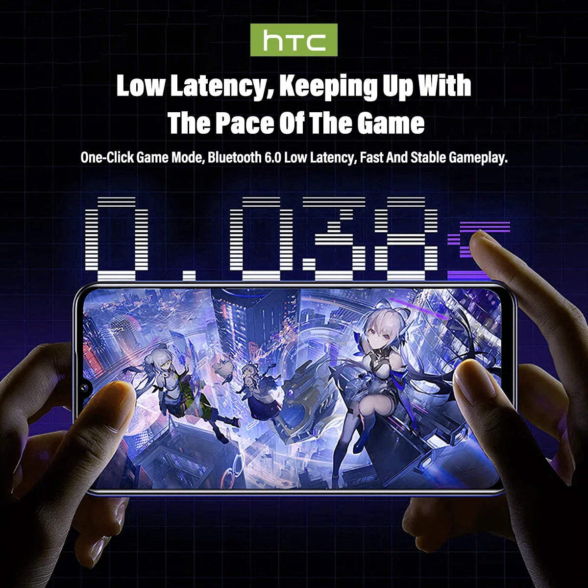 HTC NE70 – Cyberpunk TWS Earbuds | BT 6.0 | Touchscreen | 60h | Gaming