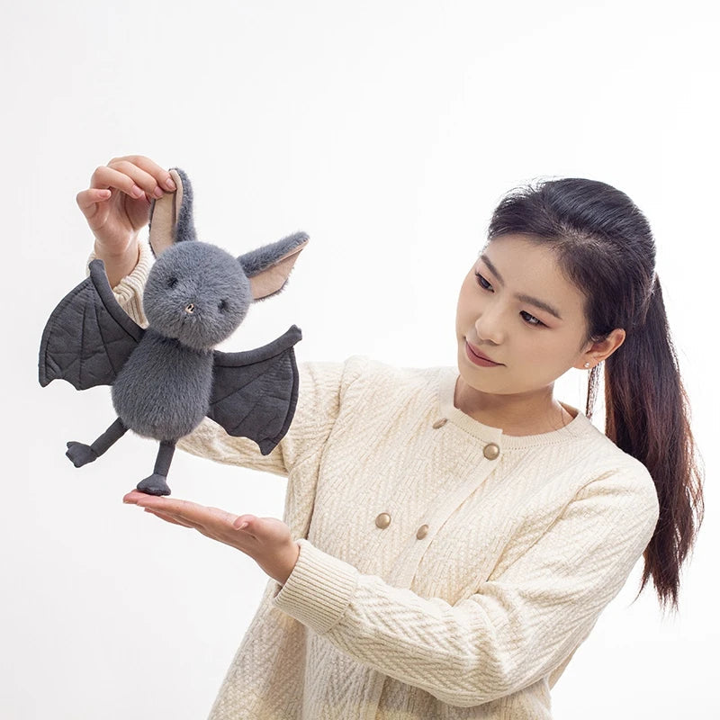New 26cm Kawaii Hanging Bat Plush Toy Grey Broox Stuffed Animal Doll Cartoon Soft Bat Plushies Home Decor Birthday Gifts Girl TechVisio
