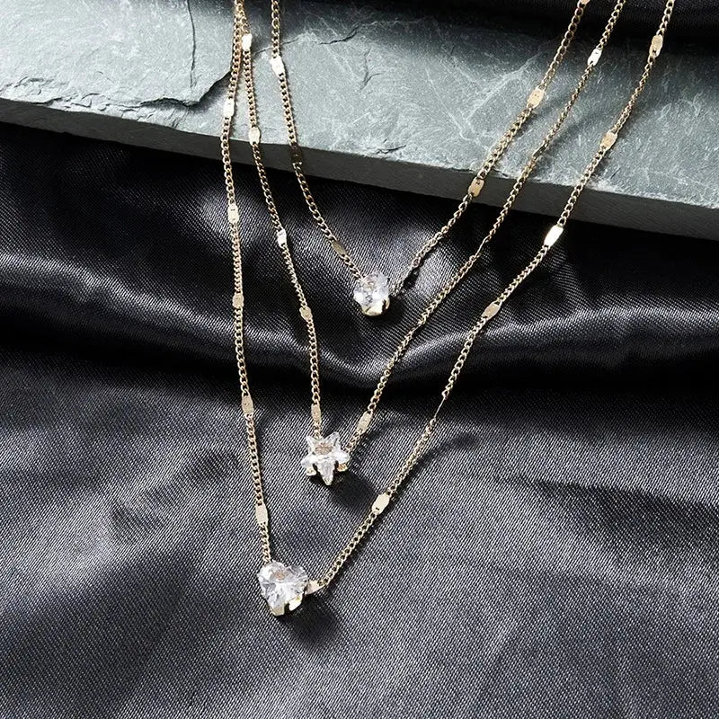 Collier Pendentif Zircon Cœur – Multicouche Choker Tendance Femme DAIPAN