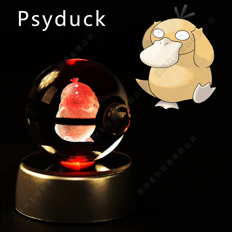 Boule de Cristal Pokémon 3D LED – 36 Personnages, Socle Lumineux, Cadeau