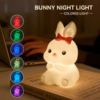Veilleuse Lapin Mignon – Lumière Colorée ou Chaude, Variateur Tactile & Minuterie TechVisio