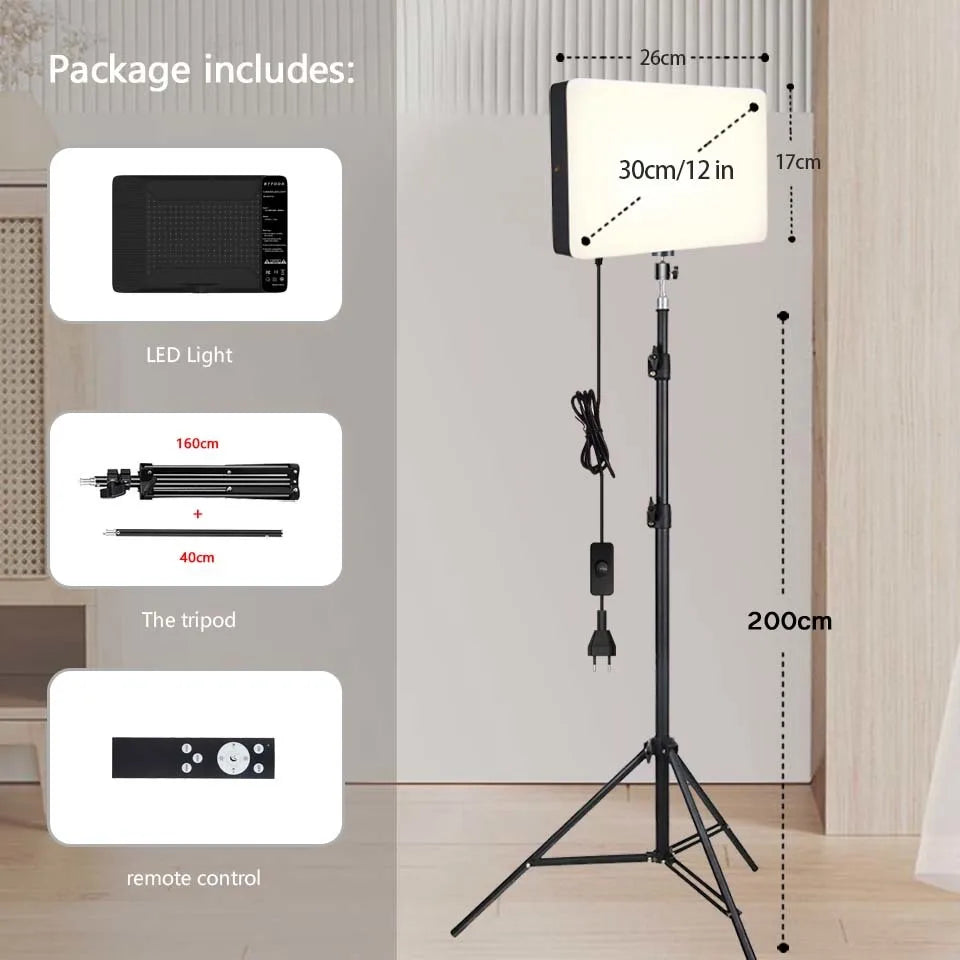Studio TechVisio LED Panel – Bi-Color 3000-6500K | Long Arm | Tripod