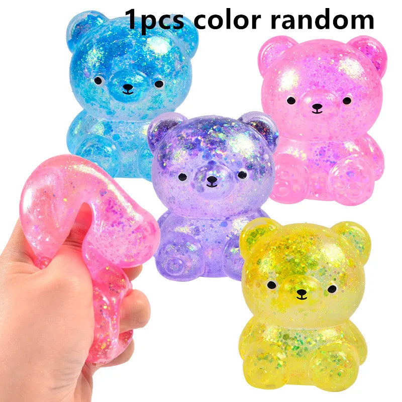 Squishy ours gummy pailleté anti-stress – couleur aléatoire, lot de 1, 2 ou 3