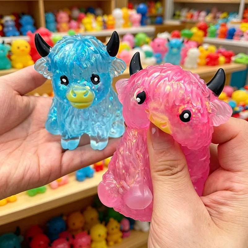 Cute Maltose Squishy Glitter Highland Cow Squeeze Toys Soft Animal Slow Rising Anti Stress Relieve Anxiety Sensory Fidget Toy TechVisio