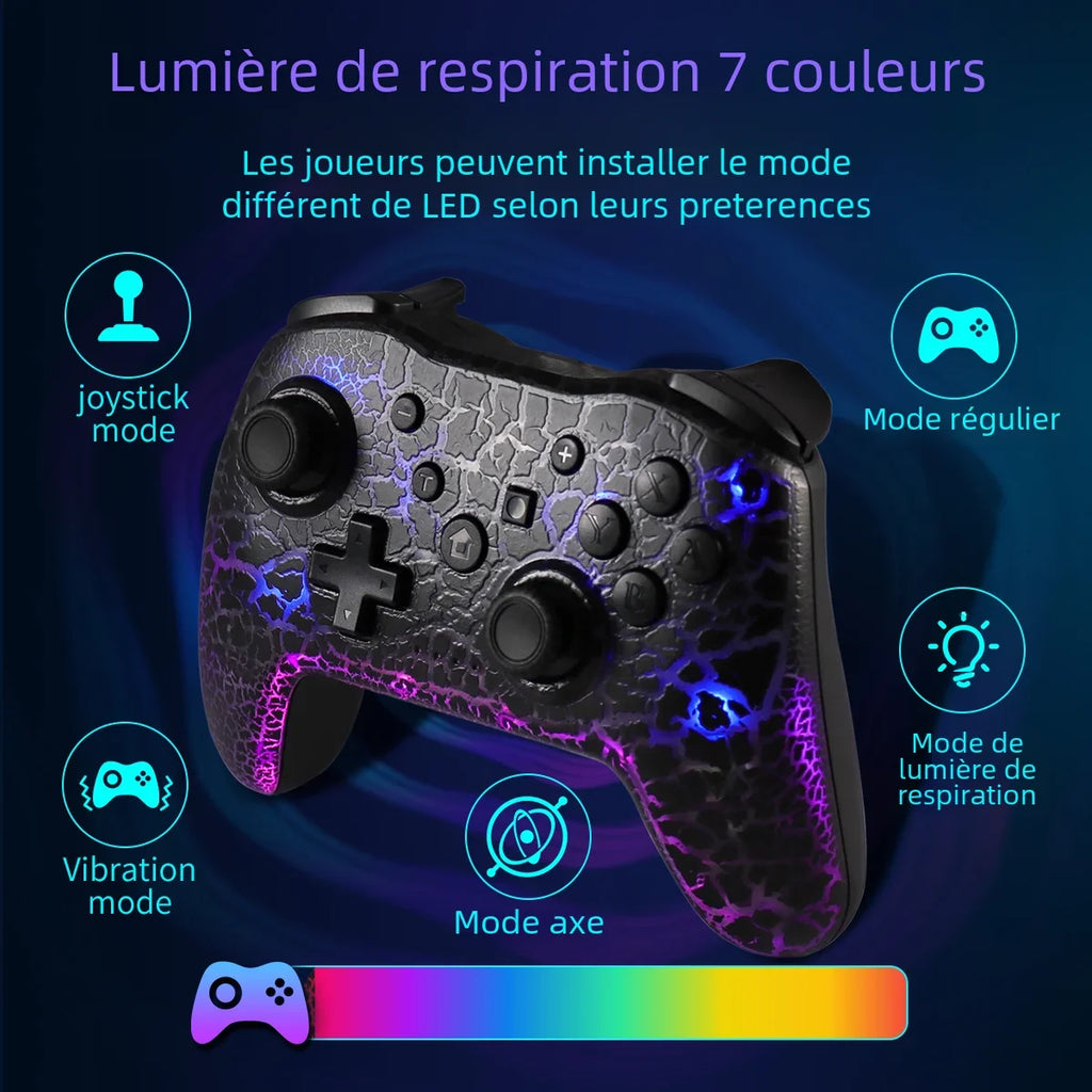 GAMINJA NS015 Wireless Controller – RGB Crack | Gyroscope | Switch PC PS3