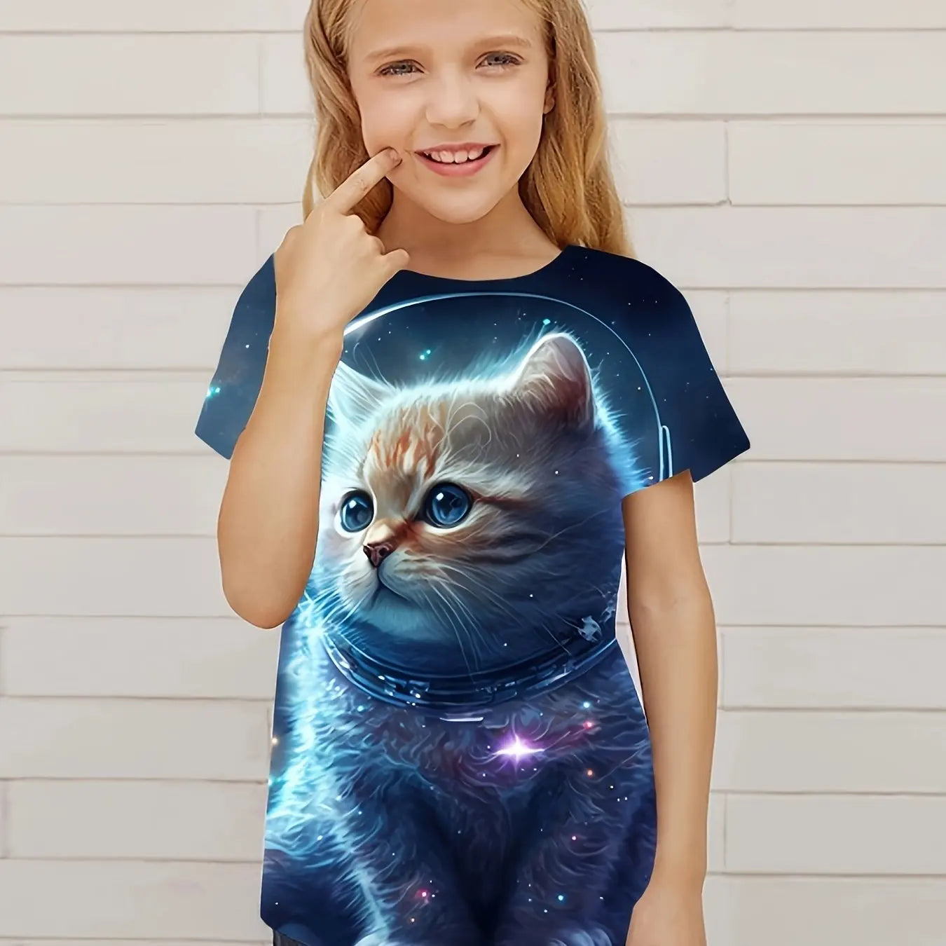 Children's Clothing Cute 3D Cat Graphic Print Short Sleeve Tops Kids Clothes T-Shirt Casual Pullover Child Boys Girls Summer TechVisio