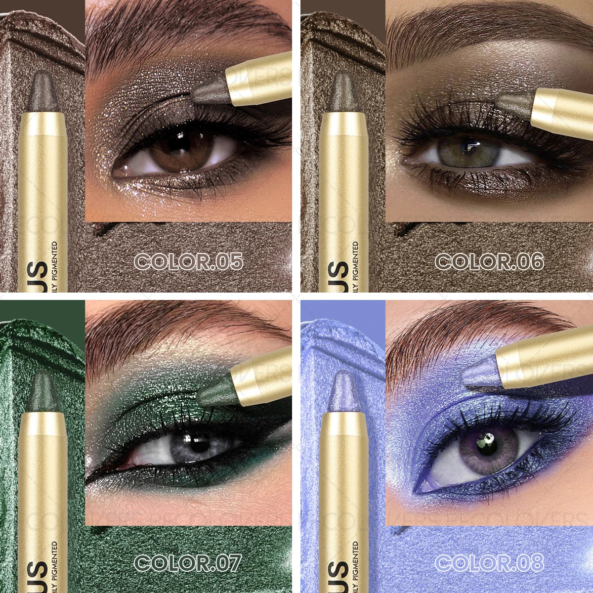 1 Pc Shimmer Eyeshadow Stick, Dual-ended Eyeshadow Pen, with Brush, Eye-catching Eye Makeup High Color Rendering, Concert Makeup TechVisio