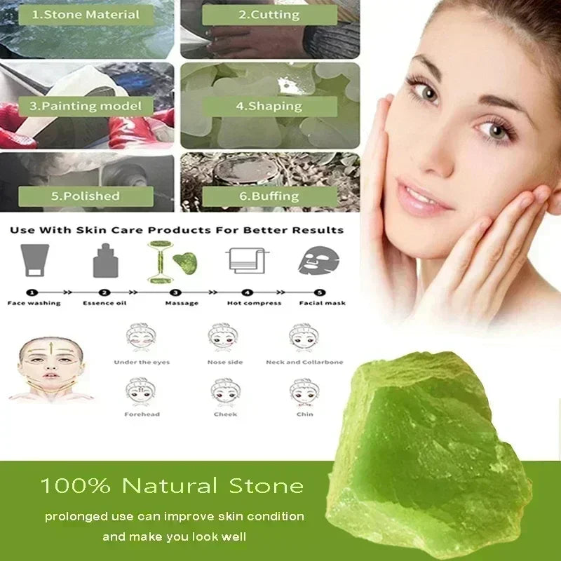 Rouleau de Jade & Gua Sha Pierre Naturelle – Massage Visage & Corps