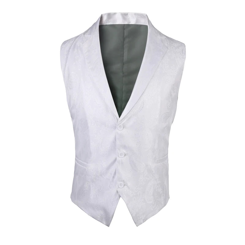 2025 New High-end Suit Collar Jacquard White Vest for Men, Black Sleeveless Waistcoat,navy Blue Billiards Uniform,magician Vests TechVisio