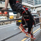 Classic Streetwear Hip Hop Joggers Men Letter Ribbons Cargo Pants Pockets Track Tactical Casual Male Trousers Sweatpant KZ99 TechVisio