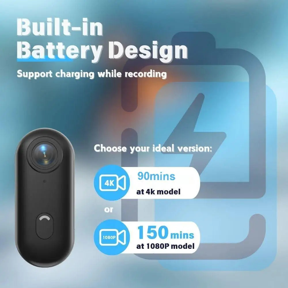Mini Caméra 4K JETO H88 – WiFi, Clip Magnétique, 120min Autonomie, Sport & Vlog