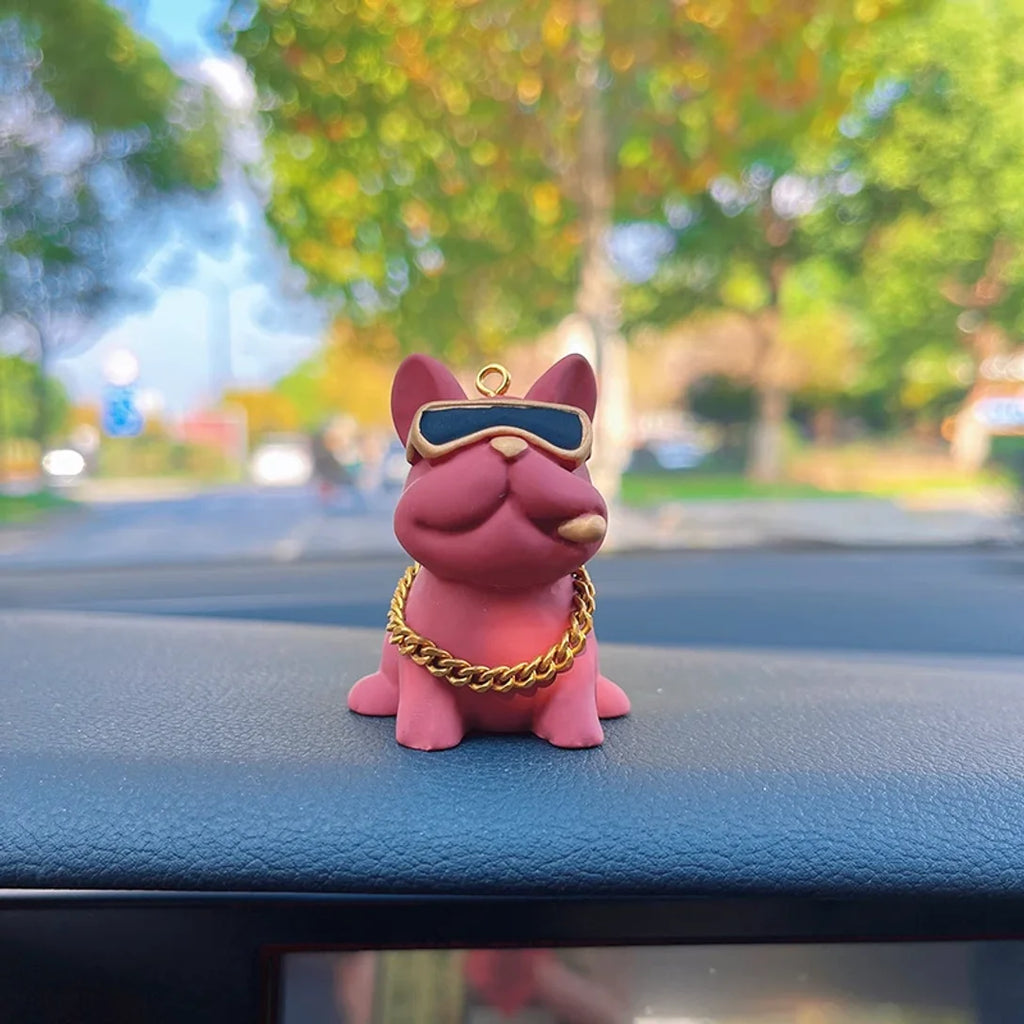 Figurine Bulldog Résine Tableau de Bord – Déco Voiture, 3 Coloris