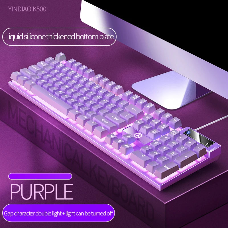 104 Keys Gaming Keyboard Wired Keyboard Color Matching Backlit Mechanical Feel Computer E-sports Peripherals for Desktop Laptop TechVisio