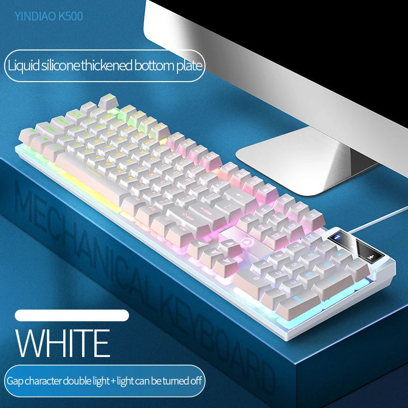 104 Keys Gaming Keyboard Wired Keyboard Color Matching Backlit Mechanical Feel Computer E-sports Peripherals for Desktop Laptop TechVisio