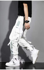 Classic Streetwear Casual Men Ribbons Harem Jogging Pants Male Slim Fit Spring Cargo Pants Multi-Pockets Women Trousers K94 TechVisio