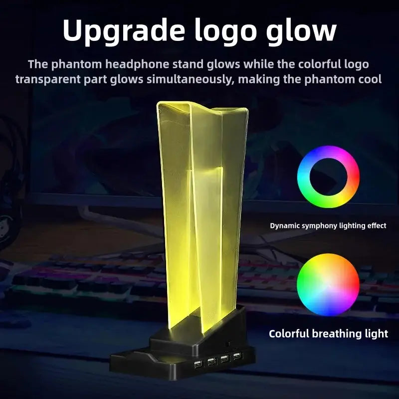 Support Casque Gaming ITLY A12 D2 PRO – RGB | Hub USB | Écran LED | Transparent TechVisio