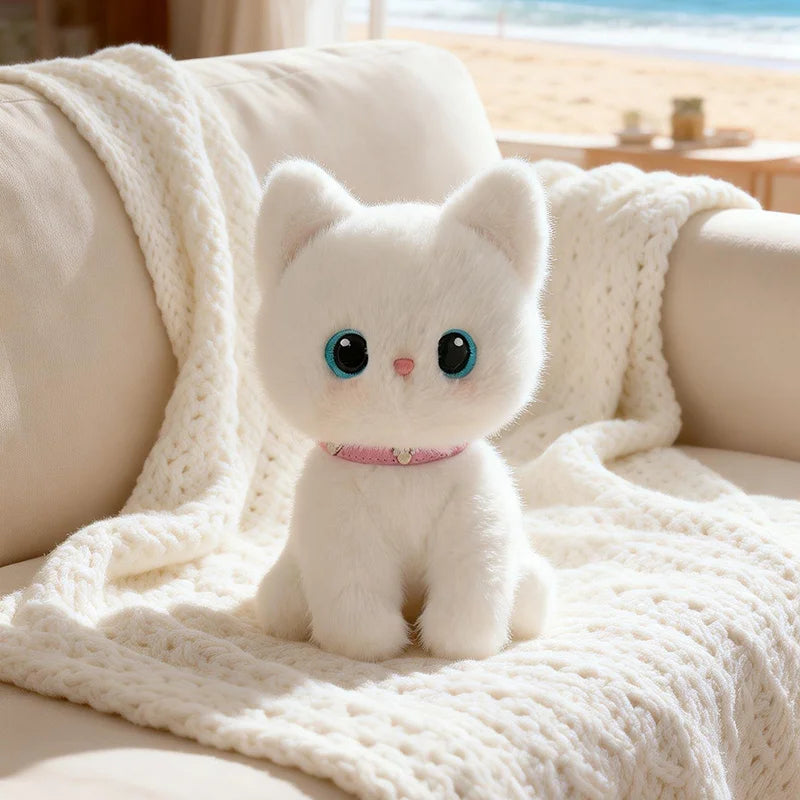 Cute Sitting Pose Kitten Plush Toys Soft Fluffy Cartoon Pet Cat Doll Lovely Office Desktop Decor Funny Gift To Family Accompany TechVisio
